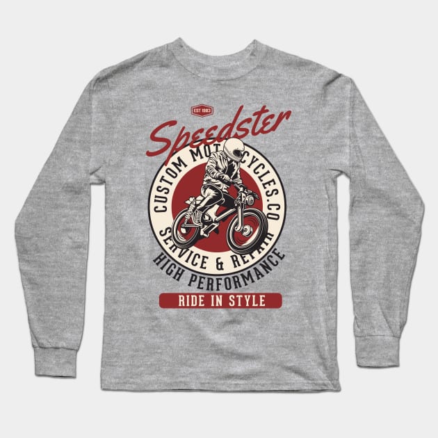 Speedster Custom Motorcycles Long Sleeve T-Shirt by funkymonkeytees